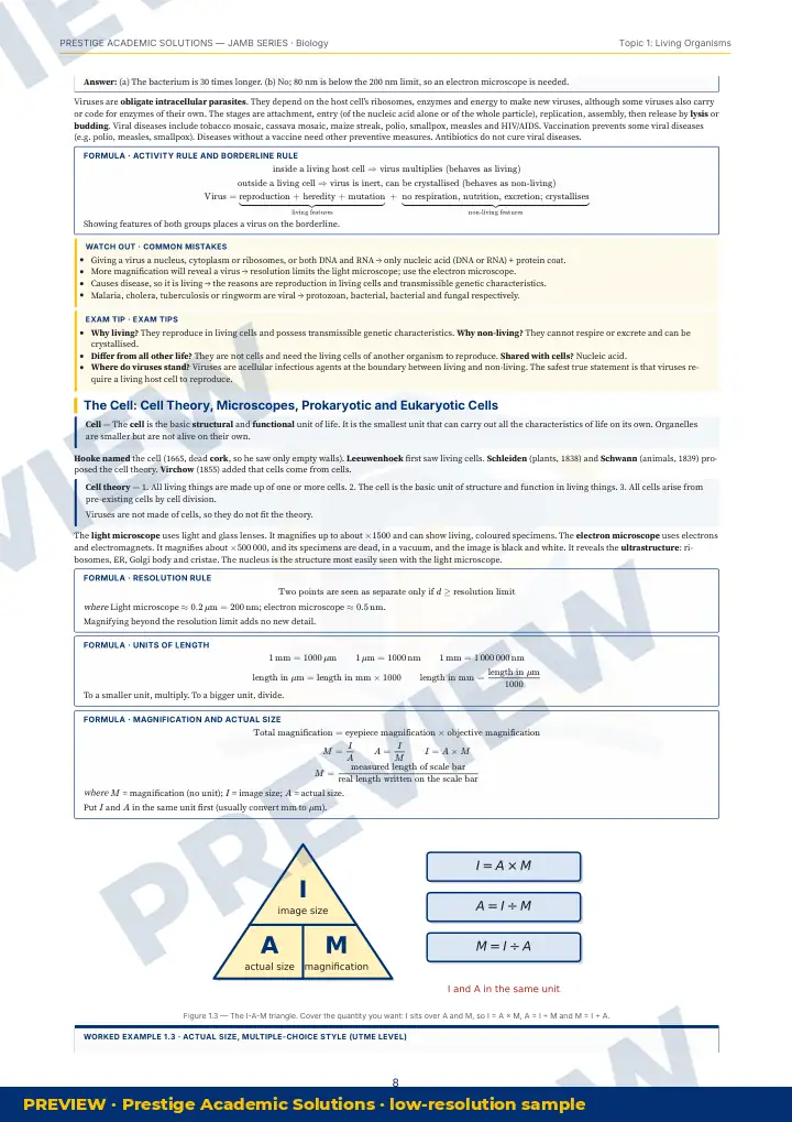 Preview page: Worked example — Biology — JAMB UTME Series