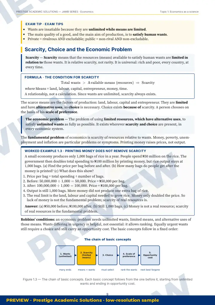 Preview page: Exam tips — Economics — JAMB UTME Series