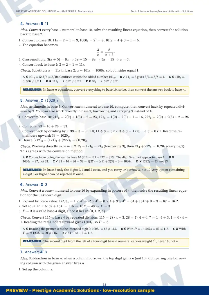 Preview page: Detailed solutions — Mathematics — JAMB UTME Series