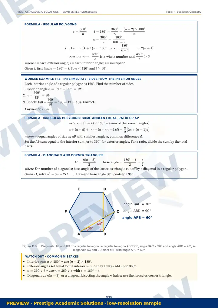 Preview page: Clean diagrams — Mathematics — JAMB UTME Series