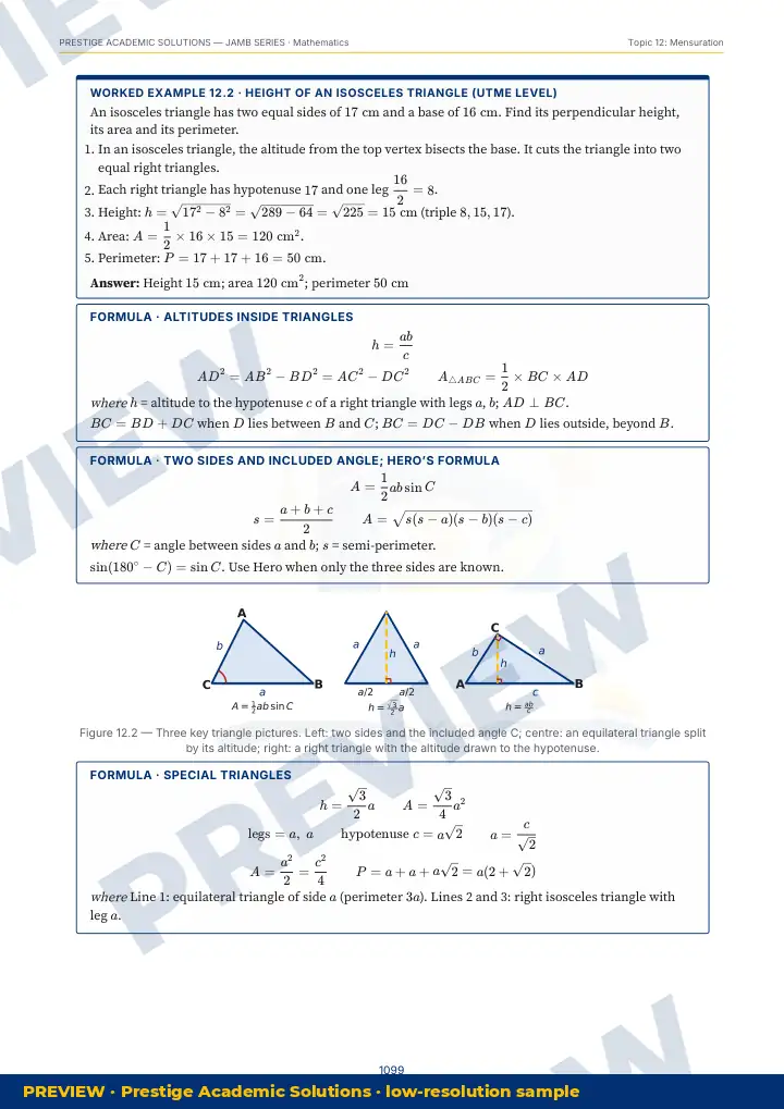 Preview page: Clean diagrams — Mathematics — JAMB UTME Series