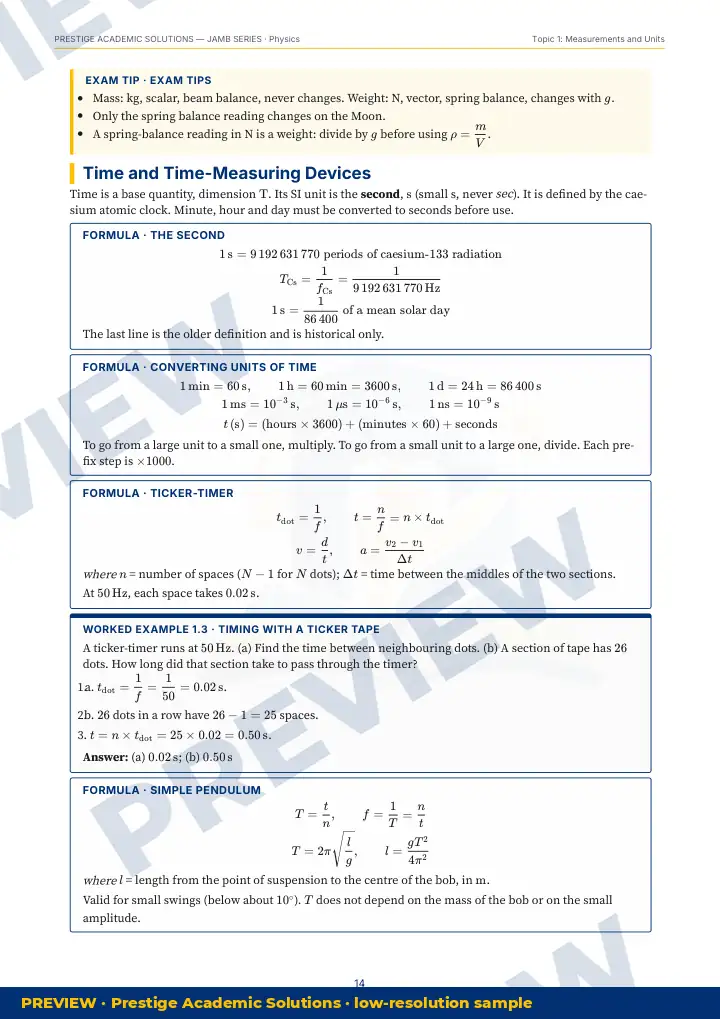 Preview page: Exam tips — Physics — JAMB UTME Series