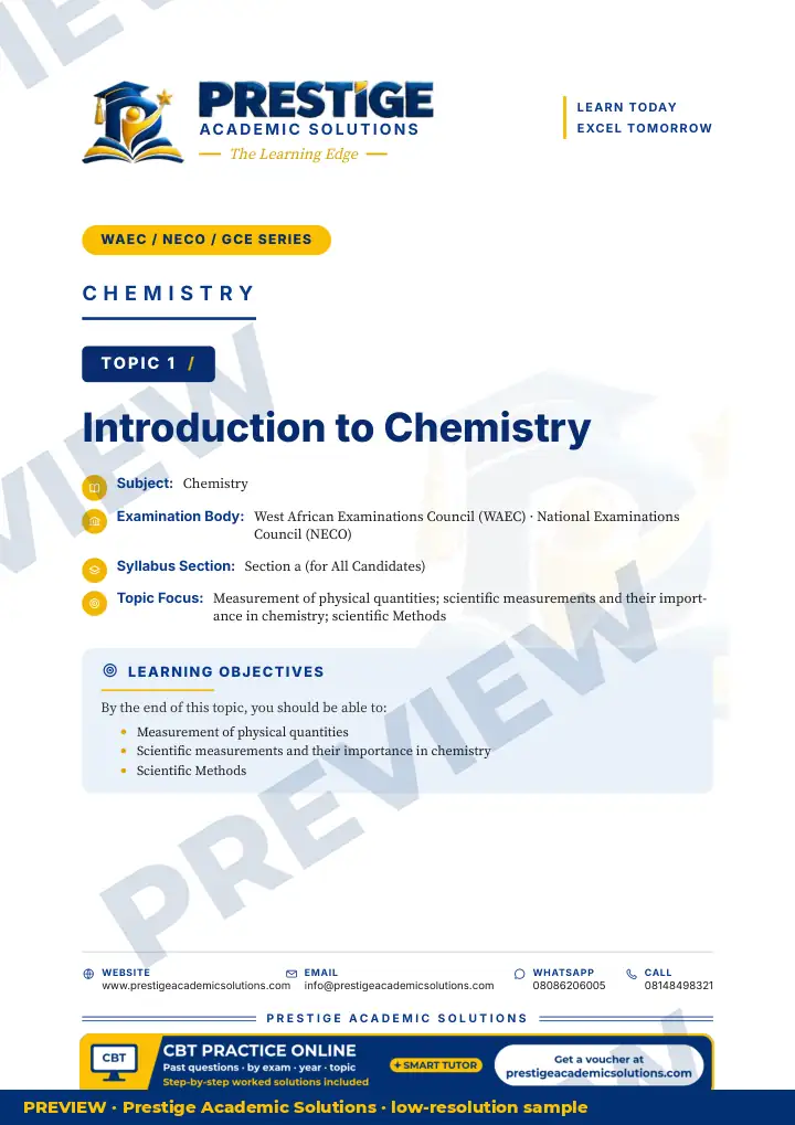 Preview page: Topic opener — Chemistry — WAEC / NECO / GCE Series