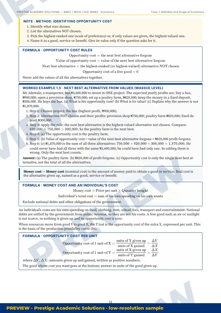 Preview page: Common mistakes — Economics — WAEC / NECO / GCE Series