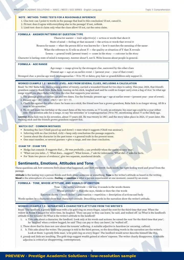 Preview page: Worked example — English Language — WAEC / NECO / GCE Series