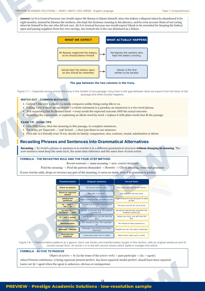 Preview page: Clean diagrams — English Language — WAEC / NECO / GCE Series