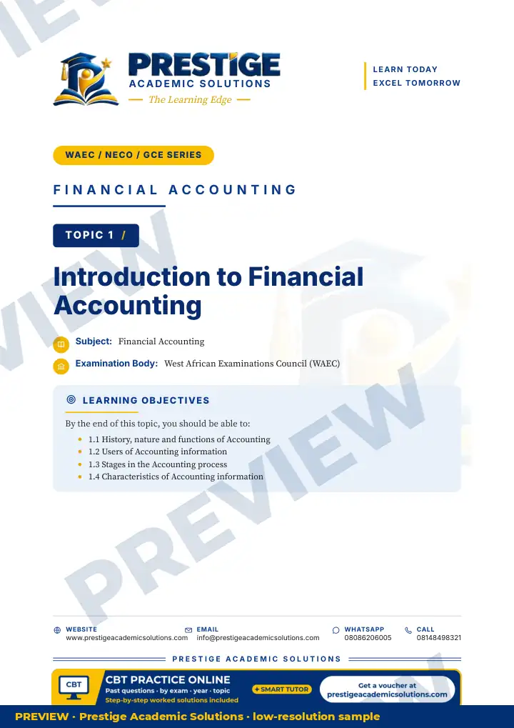 Preview page: Topic opener — Financial Accounting — WAEC / NECO / GCE Series