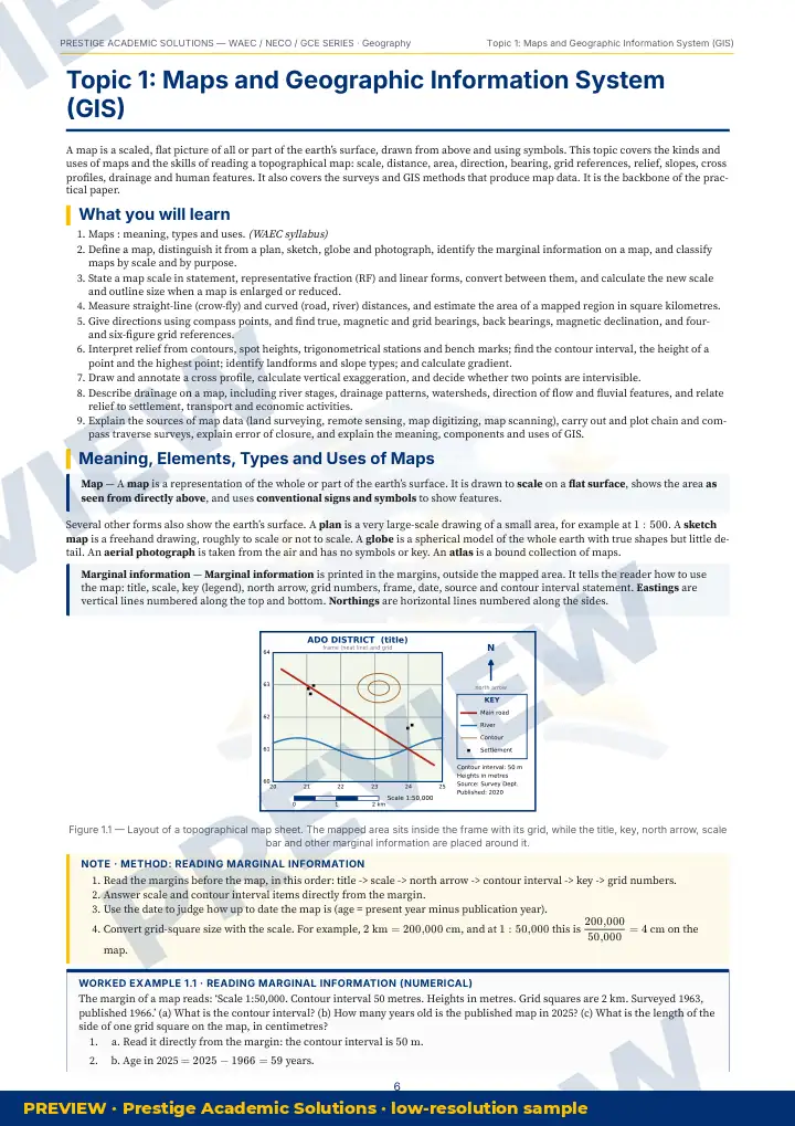 Preview page: Topic explanation — Geography — WAEC / NECO / GCE Series