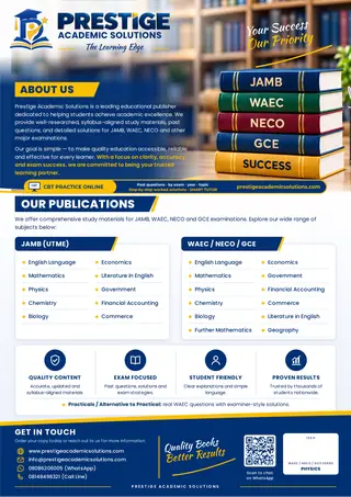 Physics — WAEC / NECO / GCE Series back cover