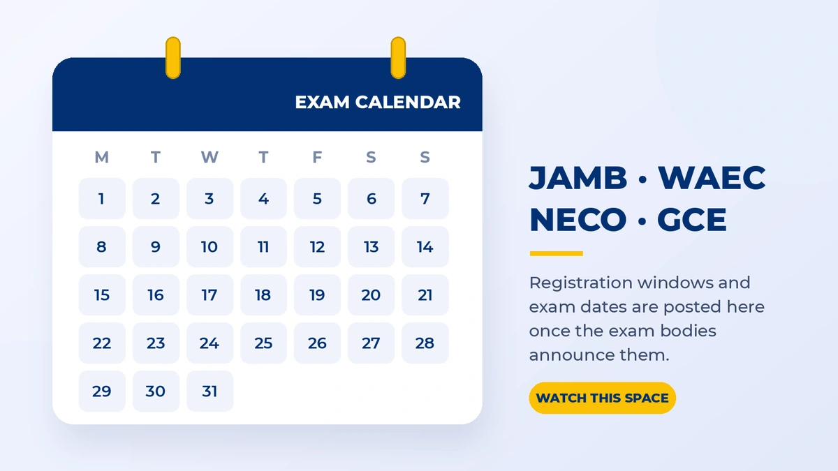 An exam calendar